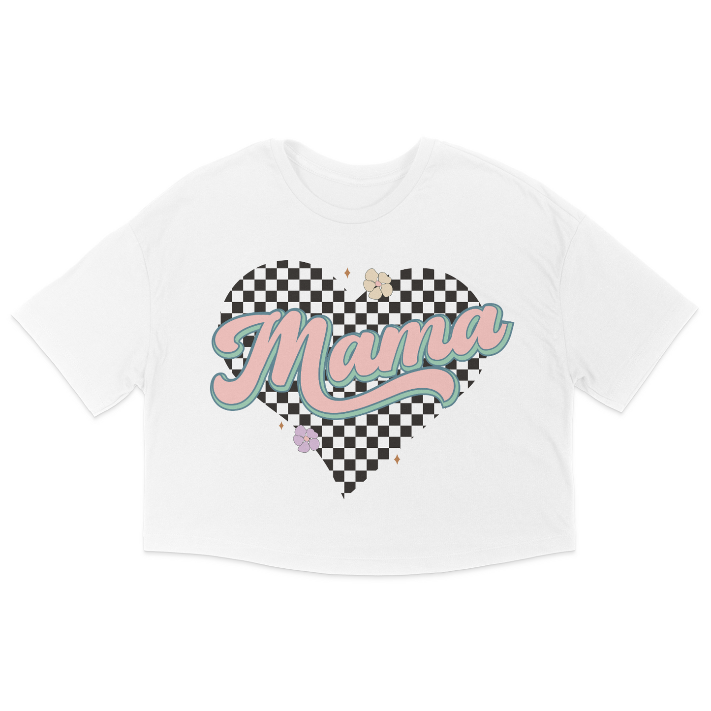 Checkered Mama Jersey Crop TOp