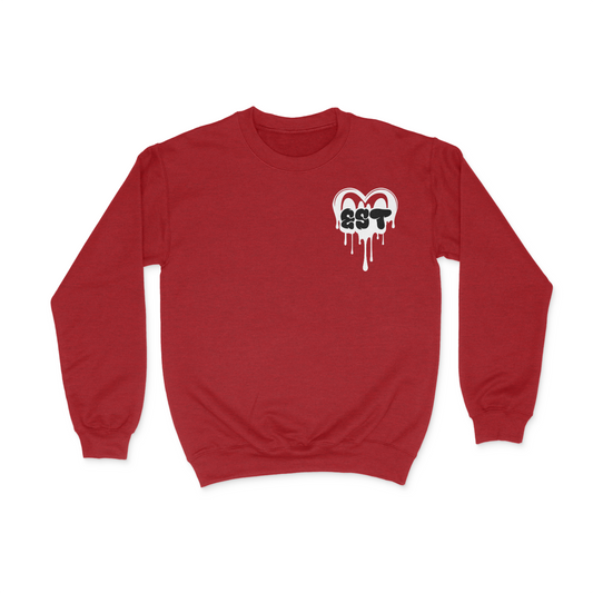 EST Drip Heart Crewneck Sweater