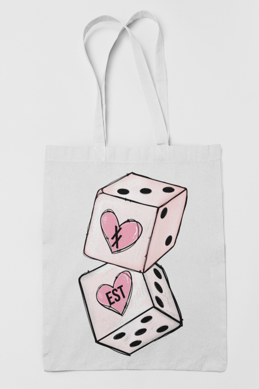 EST Dice Heart Canvas Tote Bag